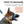 German Shepherd dog wearing blue head collar; arrows show how to measure neck behind ears for accurate sizing.